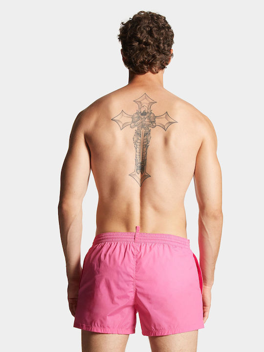 Dsquared2 Herren Badeshorts Leaf Boxer Midi Pink D7b5f5600