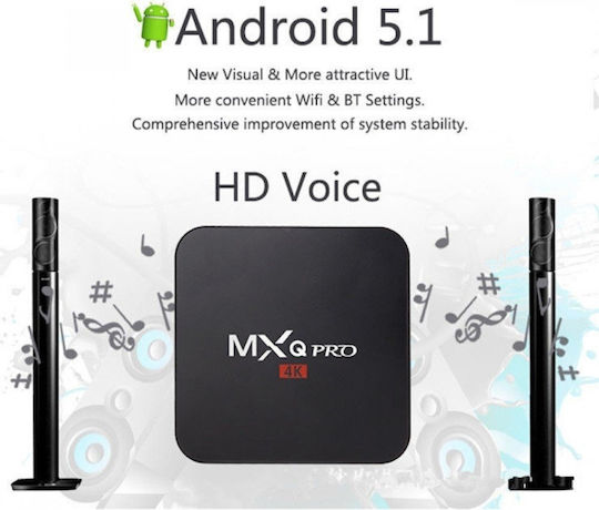 TV Box MXQ Pro 4K 4K UHD with WiFi USB 2.0 1GB RAM and 8GB Storage Space with Operating System Android 5.1