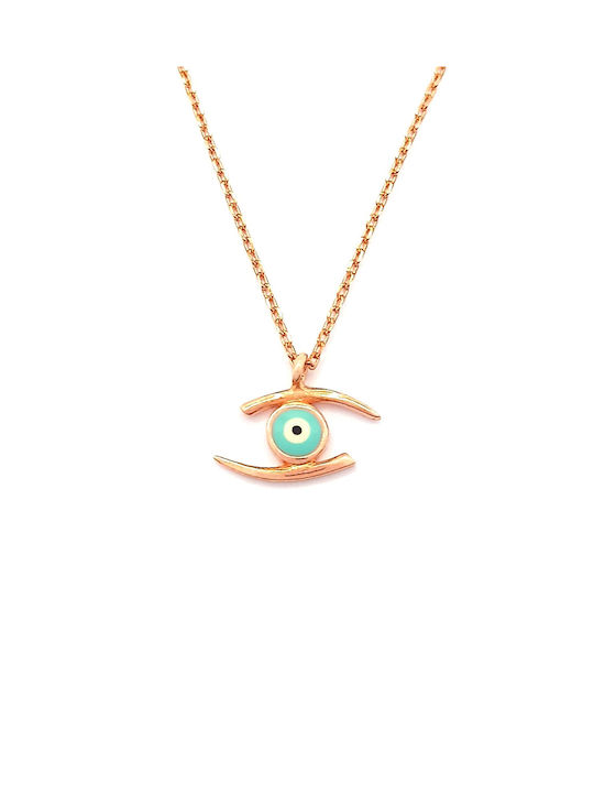 PS Silver Necklace Eye from Pink Gold Plated Silver