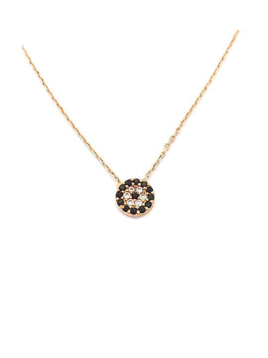 PS Silver Necklace Eye from Pink Gold Plated Silver with Zircon