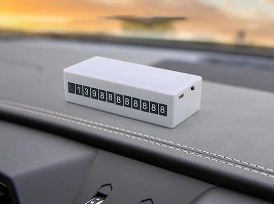 Magnetic Lamp With Phone Number For Temporary Parking, Led, Rechargeable, White
