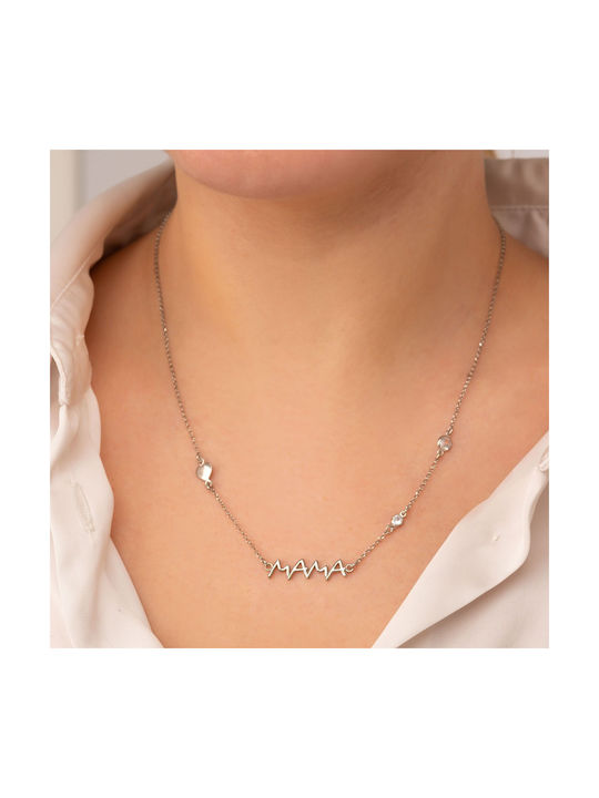 Excite-Fashion Necklace Mum from Silver with Zircon