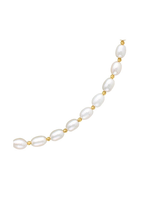 Margaritari Necklace Double from Gold 14K with Pearls