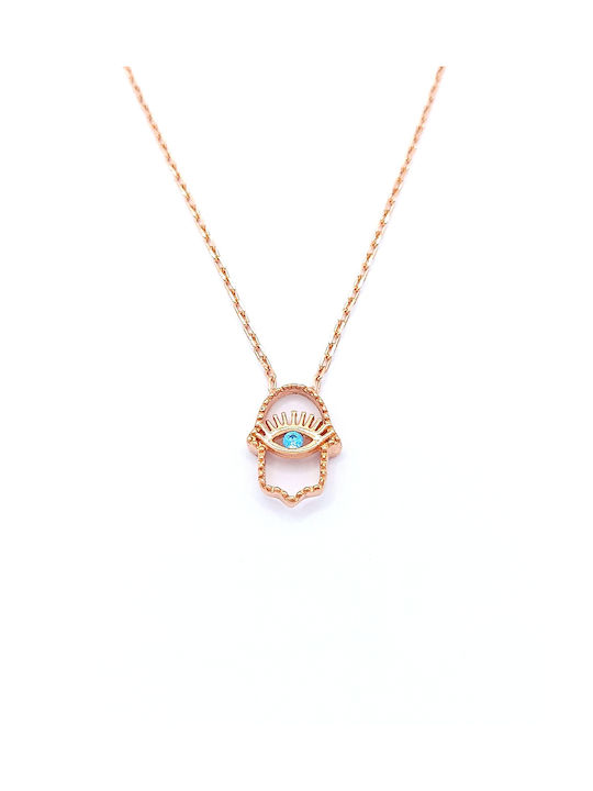 PS Silver Necklace from Pink Gold Plated Silver with Zircon