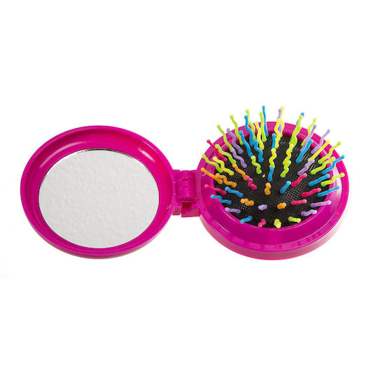 Pocket Mirror with Hairbrush Plastic Pocket Mirror Φ7cm In 6 Colors (1pcs)