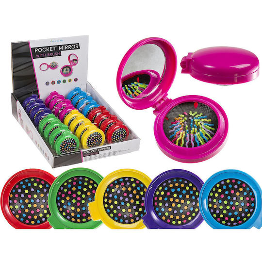 Pocket Mirror with Hairbrush Plastic Pocket Mirror Φ7cm In 6 Colors (1pcs)