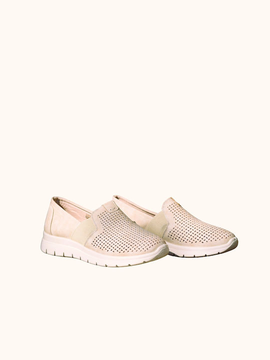 Anatomical Beige Moccasins With Perforated Design On Top (code Spe24 )