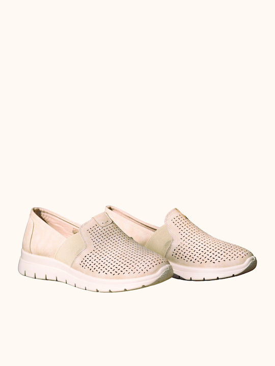 Anatomische Mokassins in Beige mit perforiertem Design auf der Oberseite (Code Spe24 )