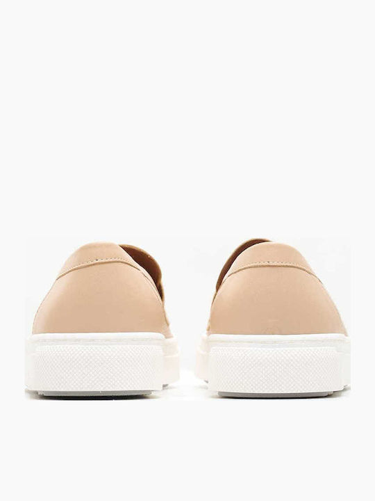 Γυναικεία Μοκασίνια Zwch256 Μπεζ Δέρμα Boss Shoes