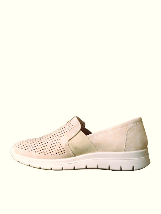 Mocasini anatomici bej cu design perforat în partea superioară (cod Spe24 )