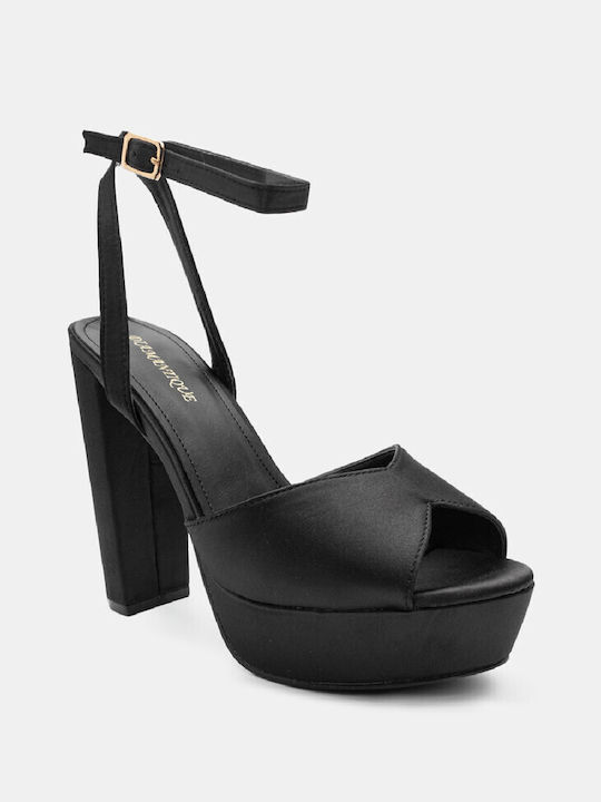 Sandale Peep Toe din satin cu curea răsucită și Fiat 4104701-negru