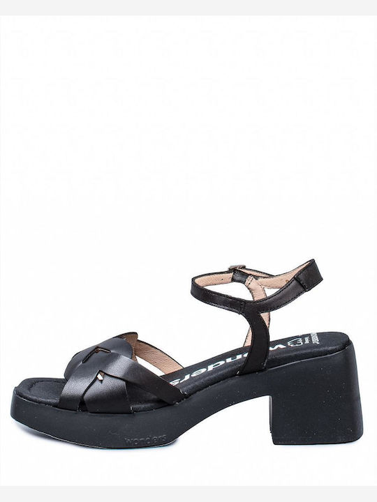 Women's Leather Sandals Wonders D-1011 Iseo V Negro Black