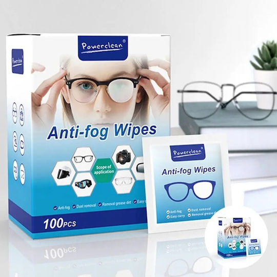 Powerclean Anti-fog Wipes Glasses Cleaning Wipes Anti-fog & Anti-static 100pcs
