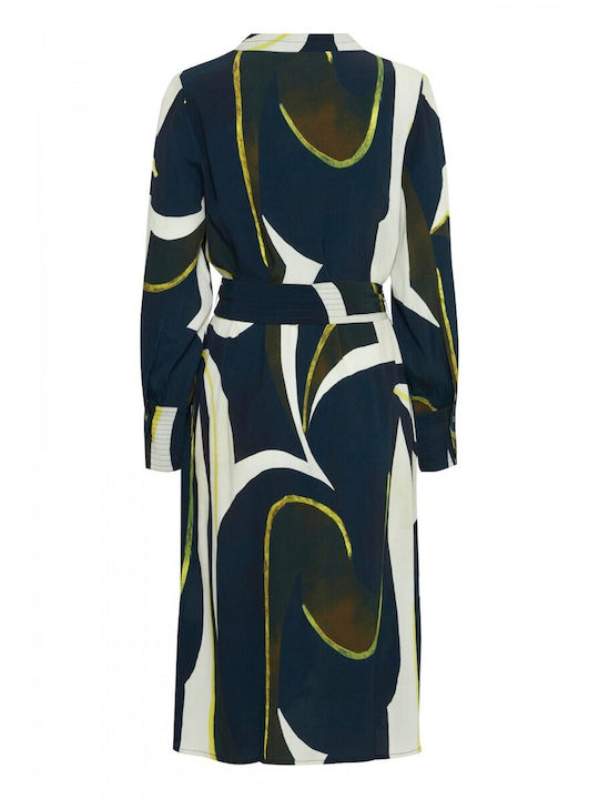 Fransa Damen Kleid mit Gürtel Farbe Marineblau