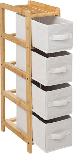 Storage Drawers F-v Tidy Made of Wood & Fabric with 4 Drawers L33xW19xH78.5cm