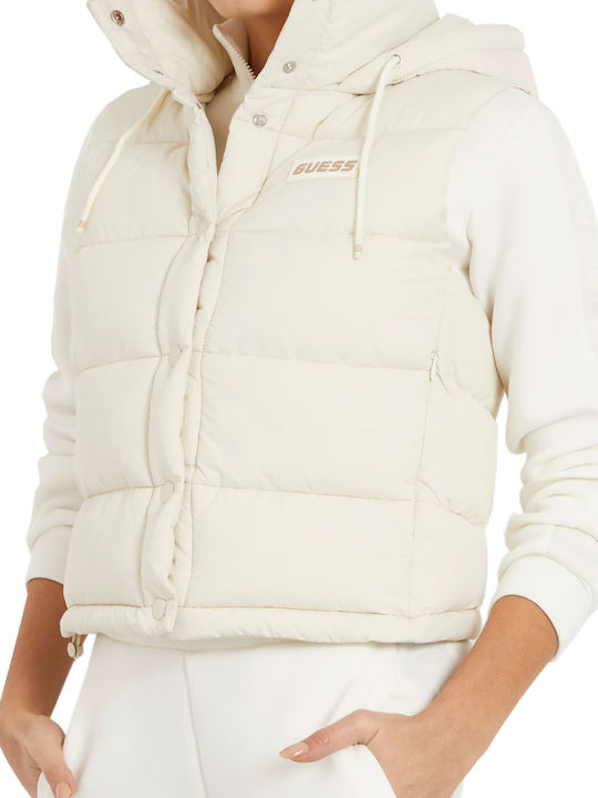 Guess 'breana' Puffer Crop Vest Women's V4rl02wfye2-g015 (g015/spirit White)
