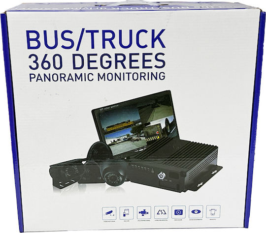 Integriertes CCTV-System mit Monitor und 4 Kameras für LKW/Bus - 360-Grad-Panoramamonitoring