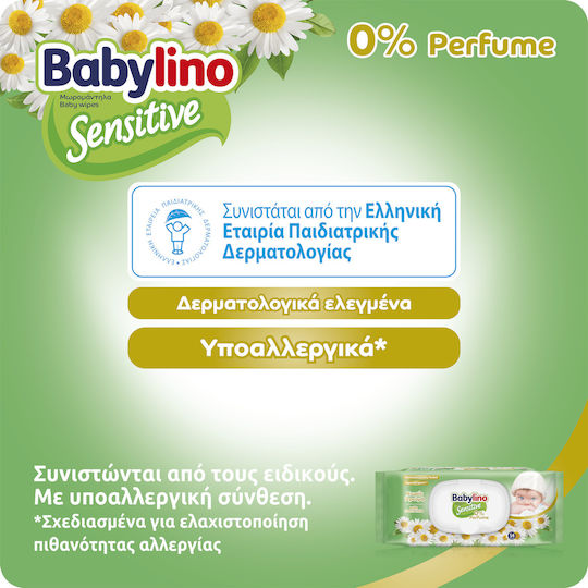 Babylino Sensitive with Chamomile Babytücher ohne Duftstoffe, Alkohol & Parabene 16x54Stk