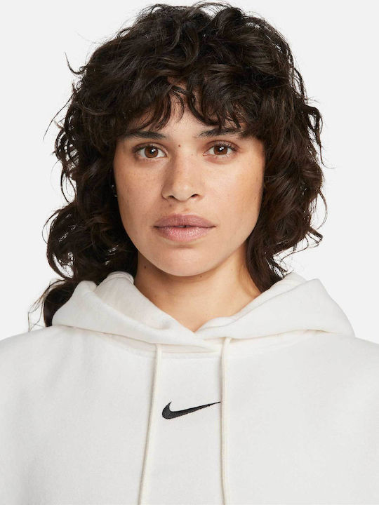 Nike Long-Sleeve Top W Nsw Phnx Flc Os Po Hoodie White Women