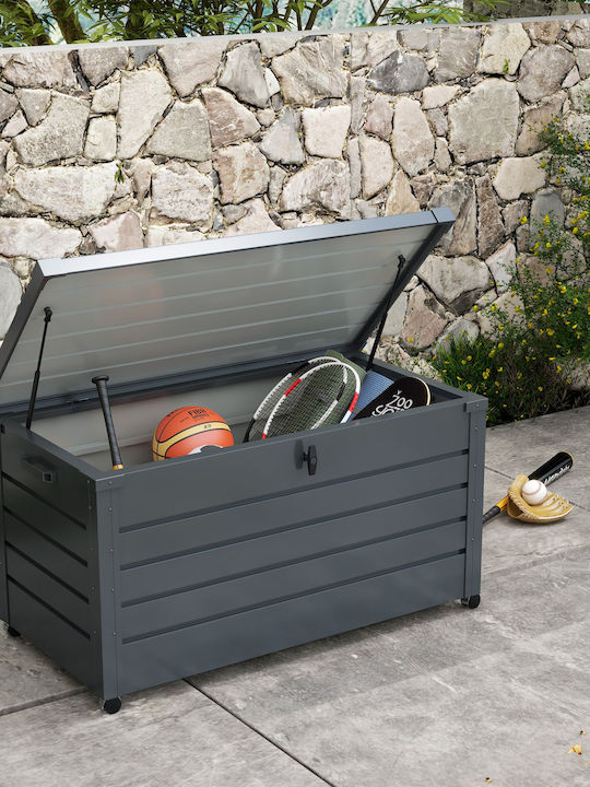 Outsunny 311l Outdoor trunk with lock and 2 handles, made of galvanized steel, 120x62x66 Cm, dark grey