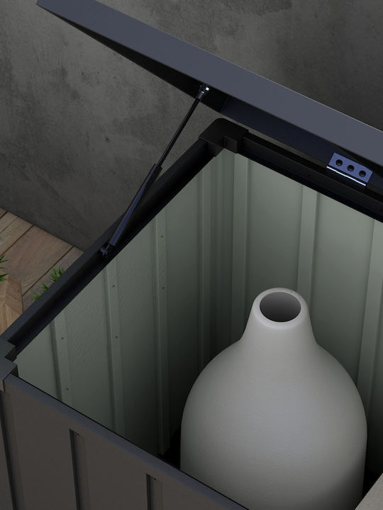 Outsunny 450l bancă de depozitare cu 2 roți și mânere, din oțel și PP, 125,5x61,5x70 Cm, gri închis