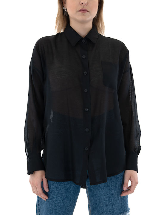 Dolce Domenica Briana See Through Langarmshirt Frauen Dolce Domenica Schwarz (s24-24508-schwarz)