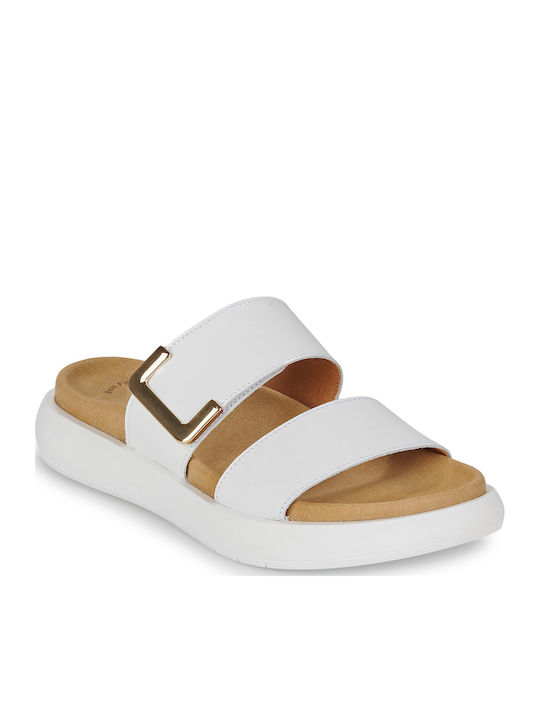 Sandale Casual Damă Din Piele Albă