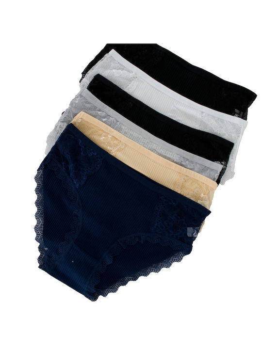 Ψηλόμεσα Γυναικεία Slip MultiPack με Δαντέλα
