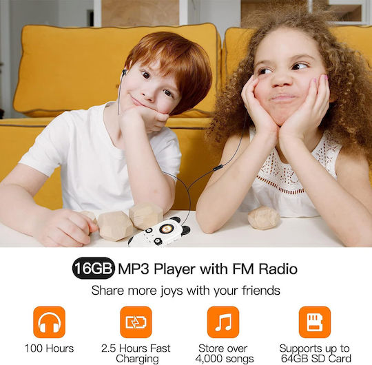 Ruizu - MP3 Player for Kids with Bluetooth 5.0 | 16GB Memory, with Earphones & Speaker | Supports FM Radio | Alarm Clock, Recording Function, Stopwatch