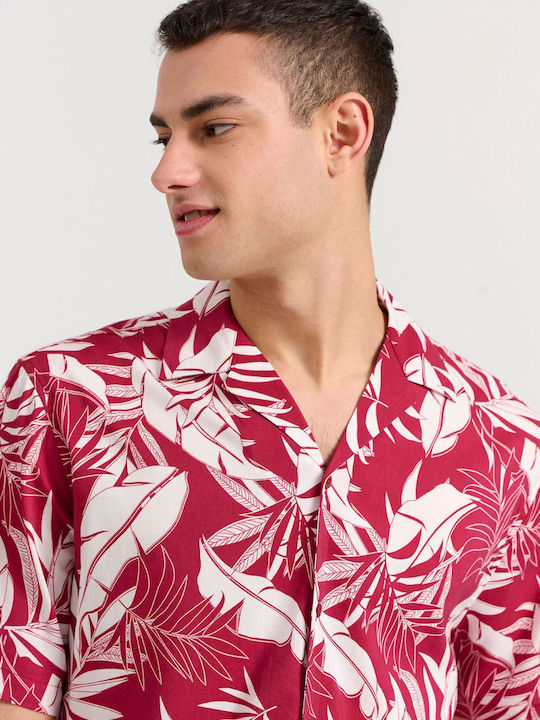 Short Sleeve Shirt in Wide Line Burgundy