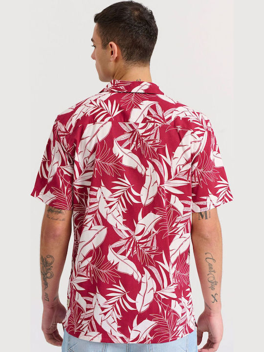 Short Sleeve Shirt in Wide Line Burgundy