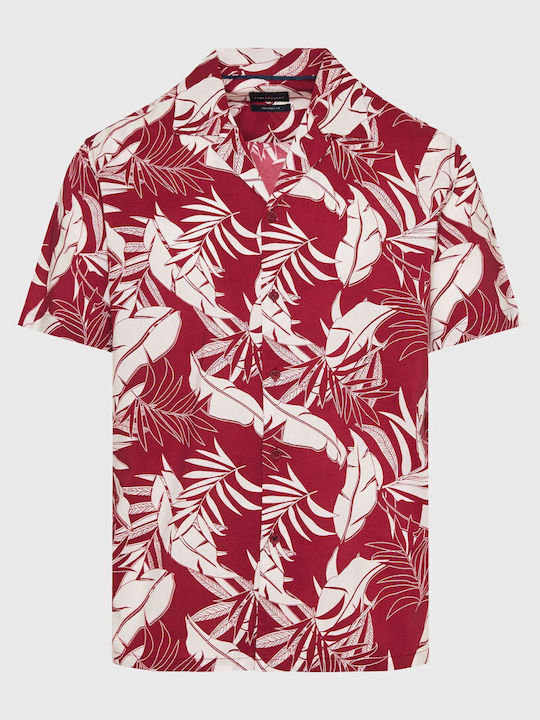 Short Sleeve Shirt in Wide Line Burgundy