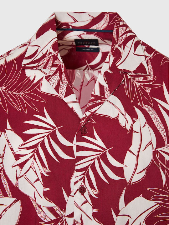 Short Sleeve Shirt in Wide Line Burgundy
