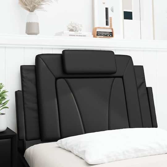 vidaXL LED-Kopfkissen für Kopfteil aus Kunstleder Schwarz 80 x 49 cm