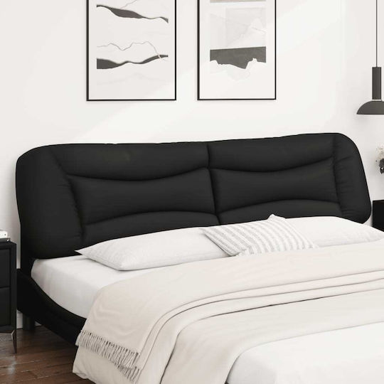 vidaXL Pernă pentru Tăblie de Pat cu LED din Piele Ecologică Neagră 210x48cm