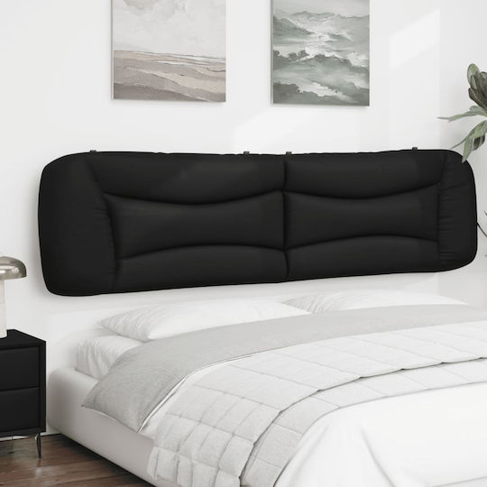 vidaXL Pernă pentru Tăblie de Pat cu LED din Piele Ecologică Neagră 210x48cm