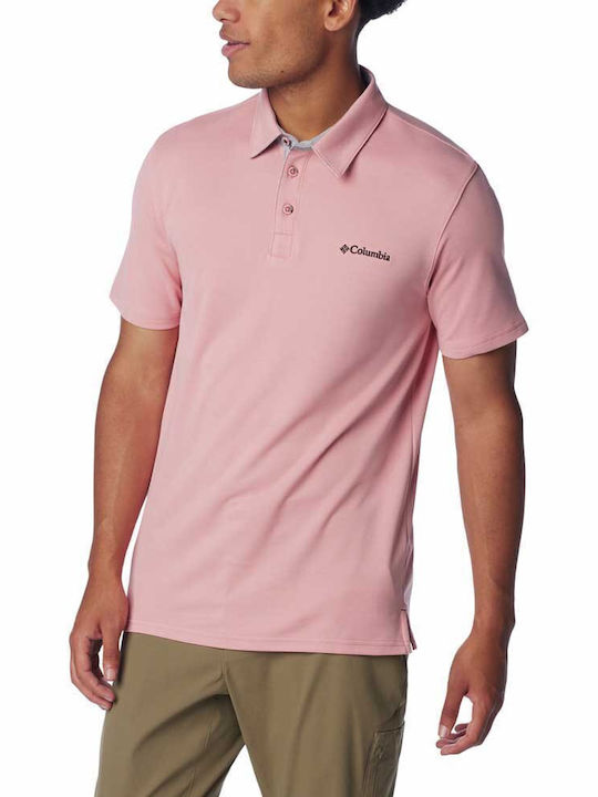 Columbia Nelson Point Bluza Bărbătească cu Mânecă Scurtă Polo Pink