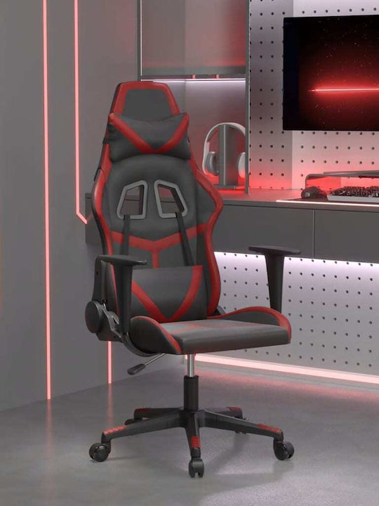 vidaXL 345430 Καρέκλα Gaming Δερματίνης με Ρυθμιζόμενα Μπράτσα Μαύρο / Κόκκινο
