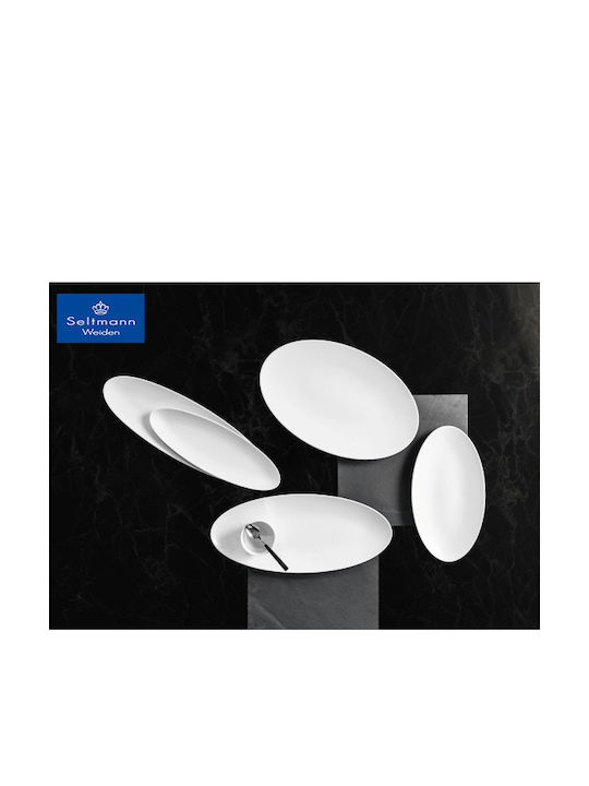 Fine Servierplatte Oval aus Porzellan Weiß 43x19cm 2Stück