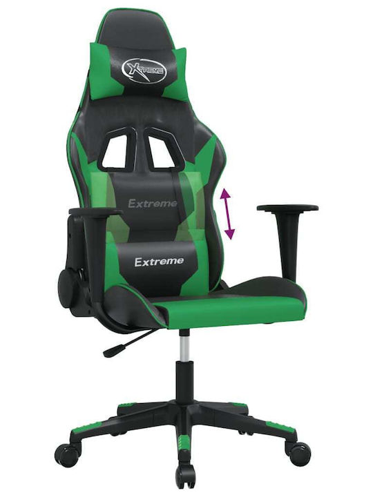 vidaXL 345448 Gaming Chair with Adjustable Arms Black / Green