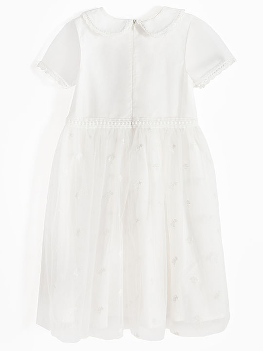 Girls Dress Short Sleeve Tulle White