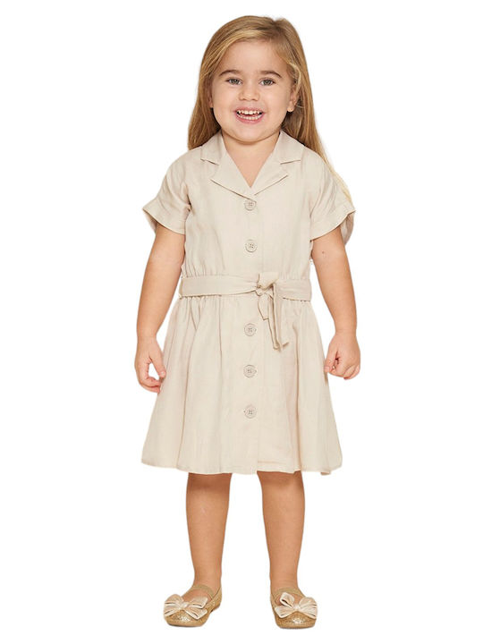 Rochie De Fete Mâneca Scurtă Bej