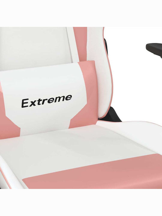 vidaXL 345454 Καρέκλα Gaming Δερματίνης με Ρυθμιζόμενα Μπράτσα Λευκό / Ροζ