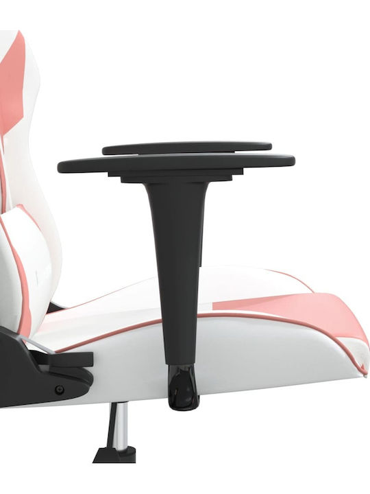 vidaXL 345454 Καρέκλα Gaming Δερματίνης με Ρυθμιζόμενα Μπράτσα Λευκό / Ροζ