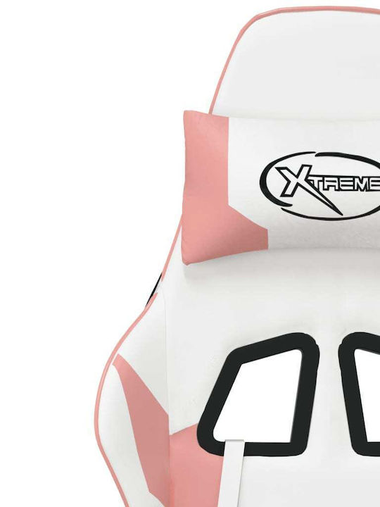 vidaXL 345454 Καρέκλα Gaming Δερματίνης με Ρυθμιζόμενα Μπράτσα Λευκό / Ροζ