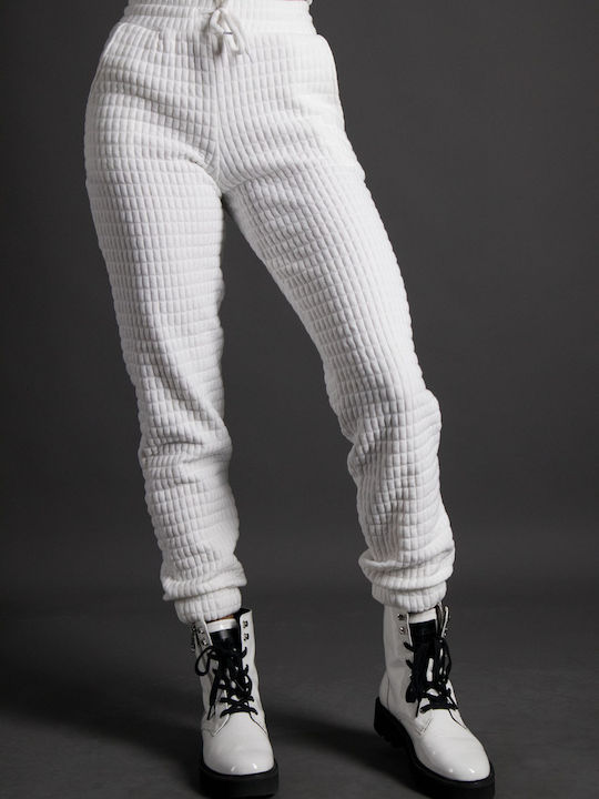 Femei White Set cu Pantaloni cu elastic cu Croială Relaxată