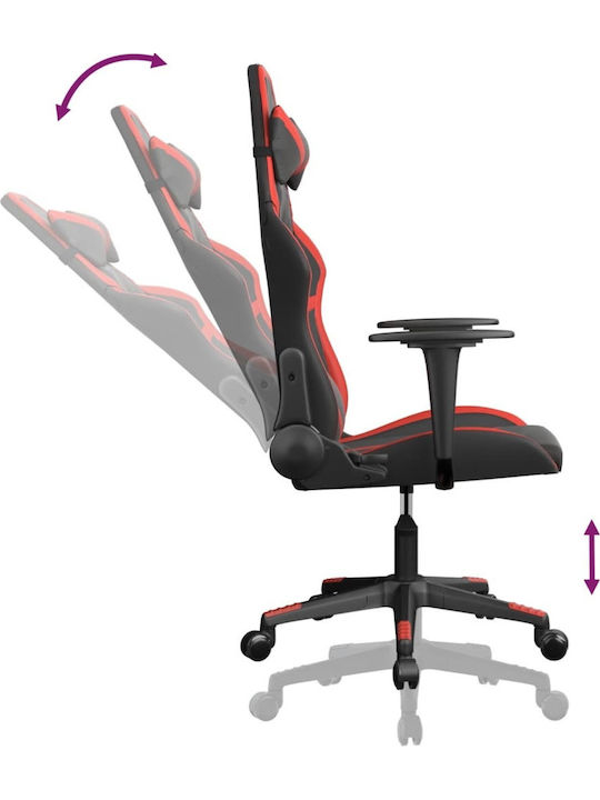 vidaXL 345424 Καρέκλα Gaming Δερματίνης με Ρυθμιζόμενα Μπράτσα Μαύρο / Κόκκινο