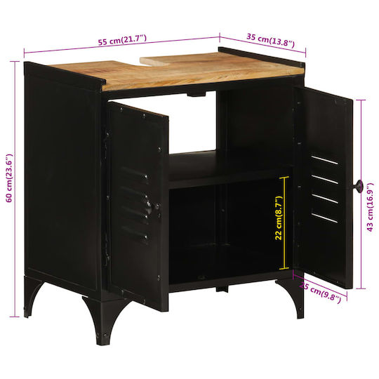 vidaXL Πάγκος με Νιπτήρα Μ55xΒ35xΥ60cm Καφέ