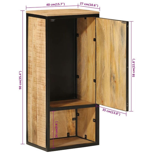 vidaXL Cabinet de baie L40xA27xÎ90cm Maro
