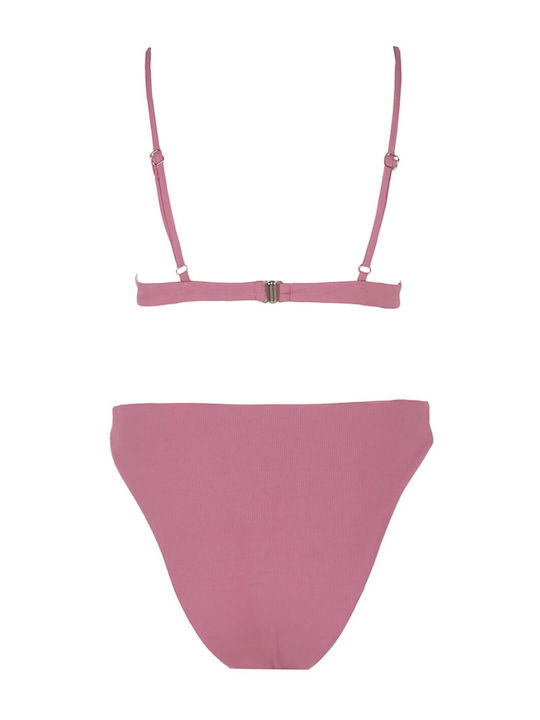 Comfort Bikini Set Triangle Top & Slip Bottom Pink